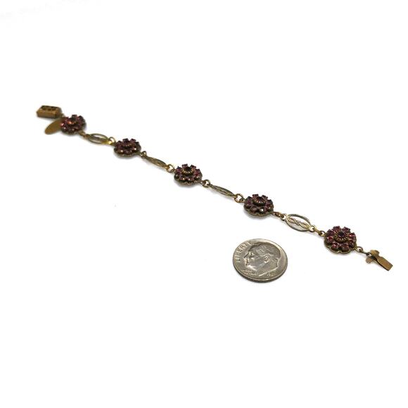 Vintage Liz Palacios Purple Rhinestone Flower Bracelet 1990s Signed S.F. - Picture 10 of 10